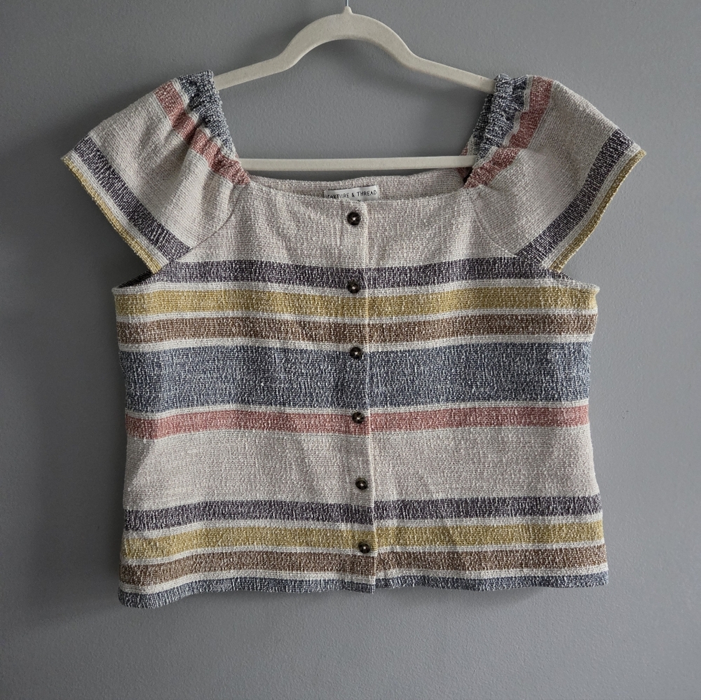 Madewell Texture & Thread Button Front Top In Stripe - Picture 5 of 14